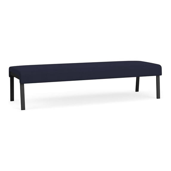 Waterfall Reception Waiting Room 3-Seat Bench / Black Steel / Navy Blue
