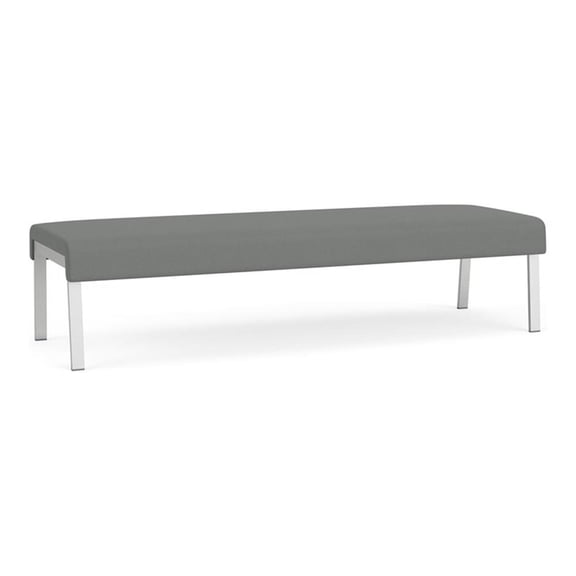 Waterfall Reception Waiting Room 3-Seat Bench / Silver Steel / Light Gray