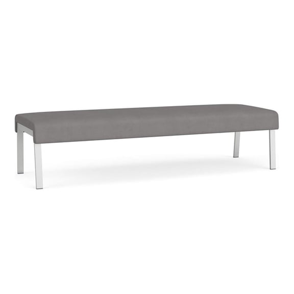 Waterfall Reception Waiting Room 3-Seat Bench / Silver Steel / Light Gray