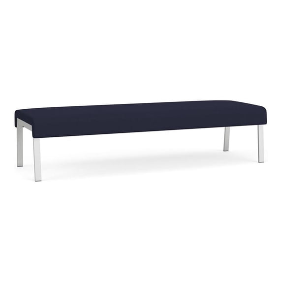 Waterfall Reception Waiting Room 3-Seat Bench / Silver Steel / Navy Blue