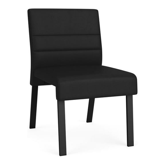 Waterfall Reception Waiting Room Armless Guest Chair / Black Steel / Black