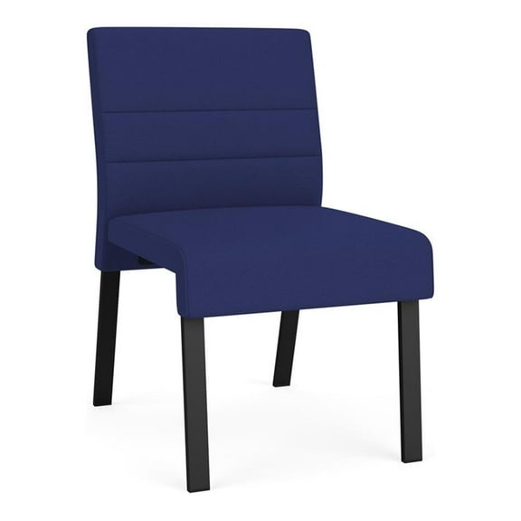 Waterfall Reception Waiting Room Armless Guest Chair / Black Steel / Blue