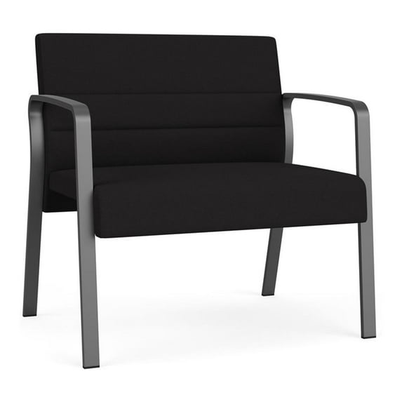 Waterfall Reception Waiting Room Bariatic Chair / Charcoal Steel / Black
