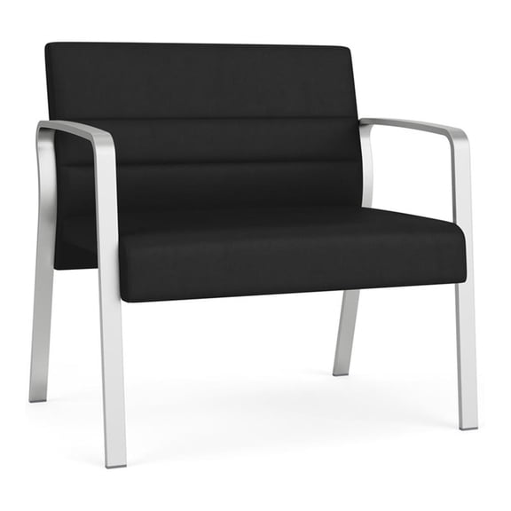 Waterfall Reception Waiting Room Bariatic Chair / Silver Steel / Black