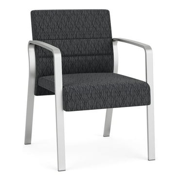 Waterfall Reception Waiting Room Guest Chair / Silver Steel / Dark Gray
