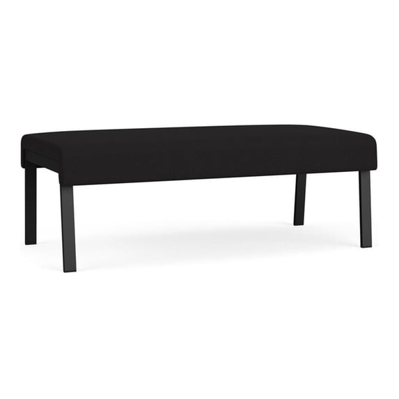 Waterfall Reception Waiting Room Healthcare 2-Seat Bench / Black Steel / Black