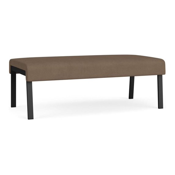 Waterfall Reception Waiting Room Healthcare 2-Seat Bench / Black Steel / Brown
