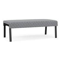 Waterfall Reception Waiting Room Healthcare 2-Seat Bench / Black Steel / Gray