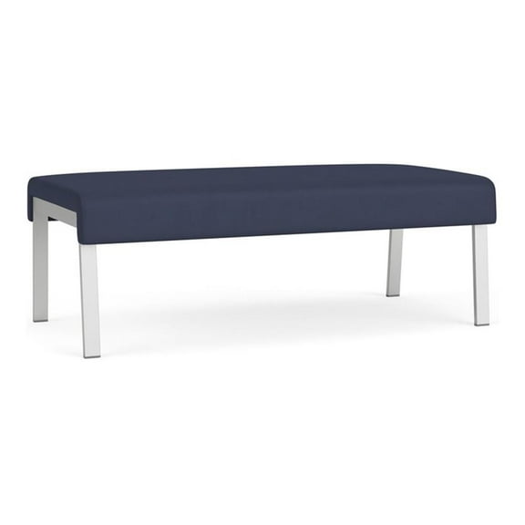 Waterfall Reception Waiting Room Healthcare 2-Seat Bench / Silver Steel / Blue