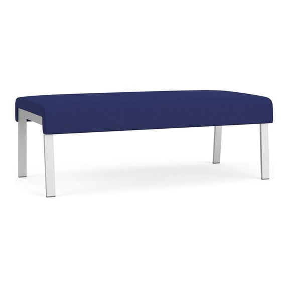 Waterfall Reception Waiting Room Healthcare 2-Seat Bench / Silver Steel / Blue