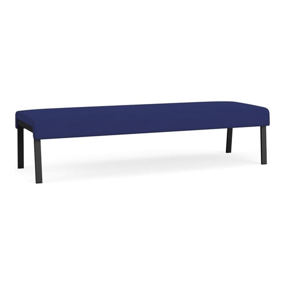 Waterfall Reception Waiting Room Healthcare 3-Seat Bench / Black Steel / Blue