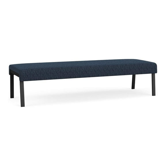 Waterfall Reception Waiting Room Healthcare 3-Seat Bench / Black Steel / Blue