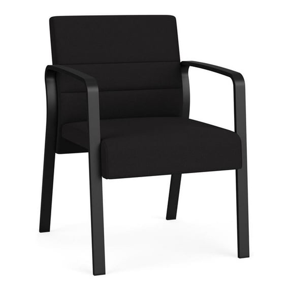 Waterfall Reception Waiting Room Healthcare Guest Chair / Black Steel / Black