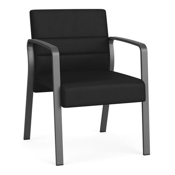 Waterfall Reception Waiting Room Healthcare Guest Chair / Charcoal Steel / Black