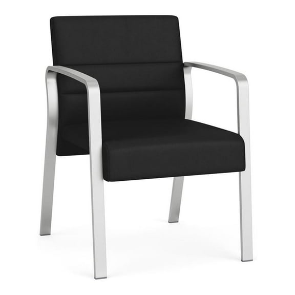 Waterfall Reception Waiting Room Healthcare Guest Chair / Silver Steel / Black