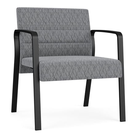 Waterfall Reception Waiting Room Oversize Guest Chair / Black Steel / Gray