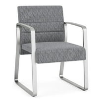 Waterfall Reception Waiting Room Sled Base Guest Chair / Silver Steel / Gray