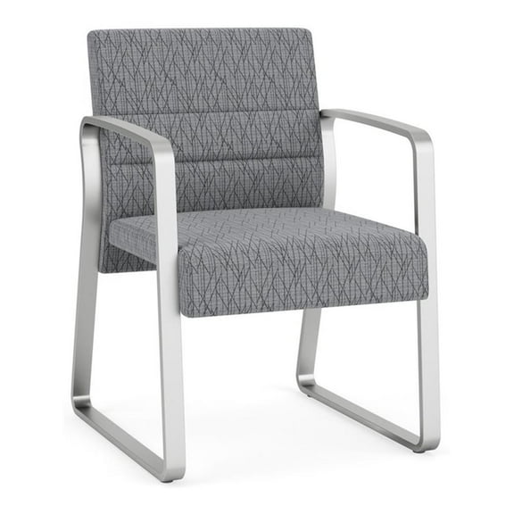 Waterfall Reception Waiting Room Sled Base Guest Chair / Silver Steel / Gray