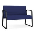 thumbnail image 1 of Waterfall Reception Waiting Room Sled Base Loveseat / Black Steel / Blue, 1 of 5