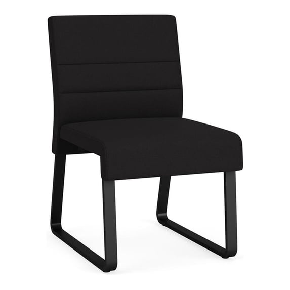 Waterfall Reception Waiting Sled Base Armless Guest Chair / Black Steel / Black
