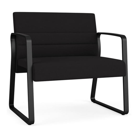 Waterfall Reception Waiting Sled Base Bariatic Chair / Black Steel / Black