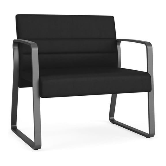 Waterfall Reception Waiting Sled Base Bariatic Chair / Charcoal Steel / Black