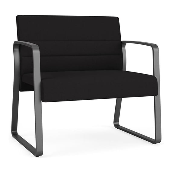 Waterfall Reception Waiting Sled Base Bariatic Chair / Charcoal Steel / Black