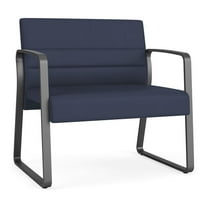 Waterfall Reception Waiting Sled Base Bariatic Chair / Charcoal Steel / Blue