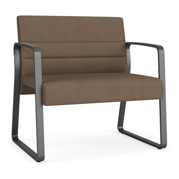 Waterfall Reception Waiting Sled Base Bariatic Chair / Charcoal Steel / Brown