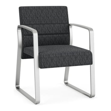 Waterfall Reception Waiting Sled Base Guest Chair / Silver Steel / Dark Gray