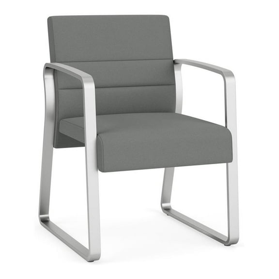 Waterfall Reception Waiting Sled Base Guest Chair / Silver Steel / Light Gray
