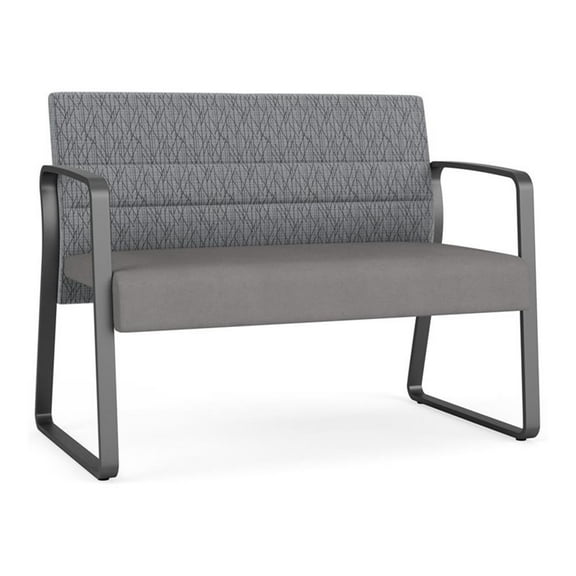 Waterfall Reception Waiting Sled Base Loveseat / Charcoal Steel / Gray / Gray