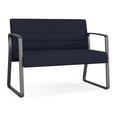 thumbnail image 1 of Waterfall Reception Waiting Sled Base Loveseat / Charcoal Steel / Navy Blue, 1 of 5