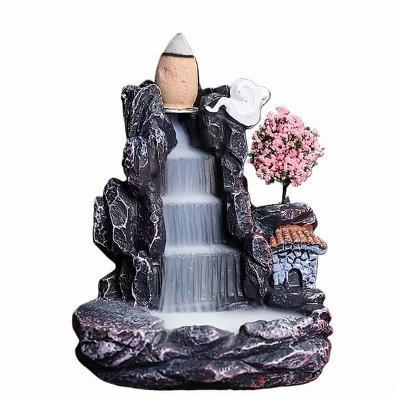 Waterfall Resin Incense Burner Zen Aromatherapy Decor for Relaxation, Meditation & Home Fragrance