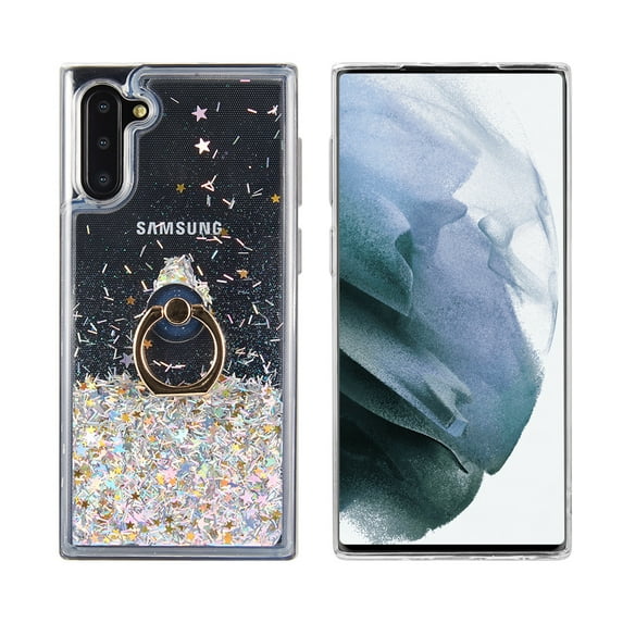 Waterfall Ring Liquid Sparkling Flowing Sand Tpu Case For Samsung Galaxy S21 Fe - Silver