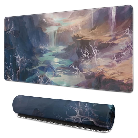 Waterfall and the River Side Dead Wood mousepad Gamingwaterproof,rubber+multispandexnon Slip Gaming Mouse PadDesk Pad for Office Home Game 31.5x15.7inches