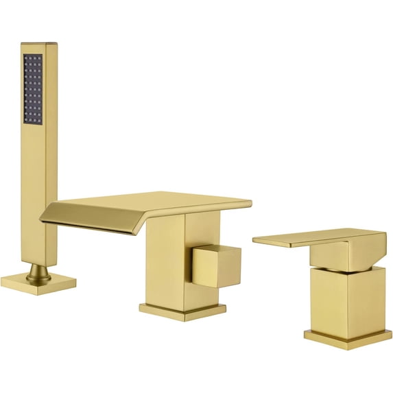 Waterfall Roman Tub Faucets Deck Mount Brushed Gold - Walmart.com