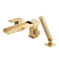 thumbnail image 1 of Waterfall Roman Tub Faucets, WOWOW Jacuzzi Tub Faucet Brushed Gold, Garden Deck Mount Tub Faucet, Roman Tub Faucet with Sprayer, 1 of 7
