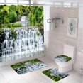 thumbnail image 1 of Waterfall Scenery Shower Curtain Set Tropical Jungle Primeval Forest Lotus Bathtub Decor Curtains With Bath Mat Rug Toilet Cover, 1 of 5