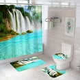 thumbnail image 1 of Waterfall Shower Curtain Set Nature Tropical Jungle Tree Forest Falls Lake Landscape Bath Curtains Bathroom Mat Rug Toilet Cover, 1 of 5