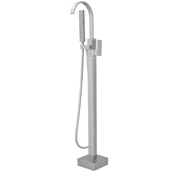 BWE A-97011-N Brass Silver 3.5in Single Handle Tub Faucet with 360 Degree Handheld Shower