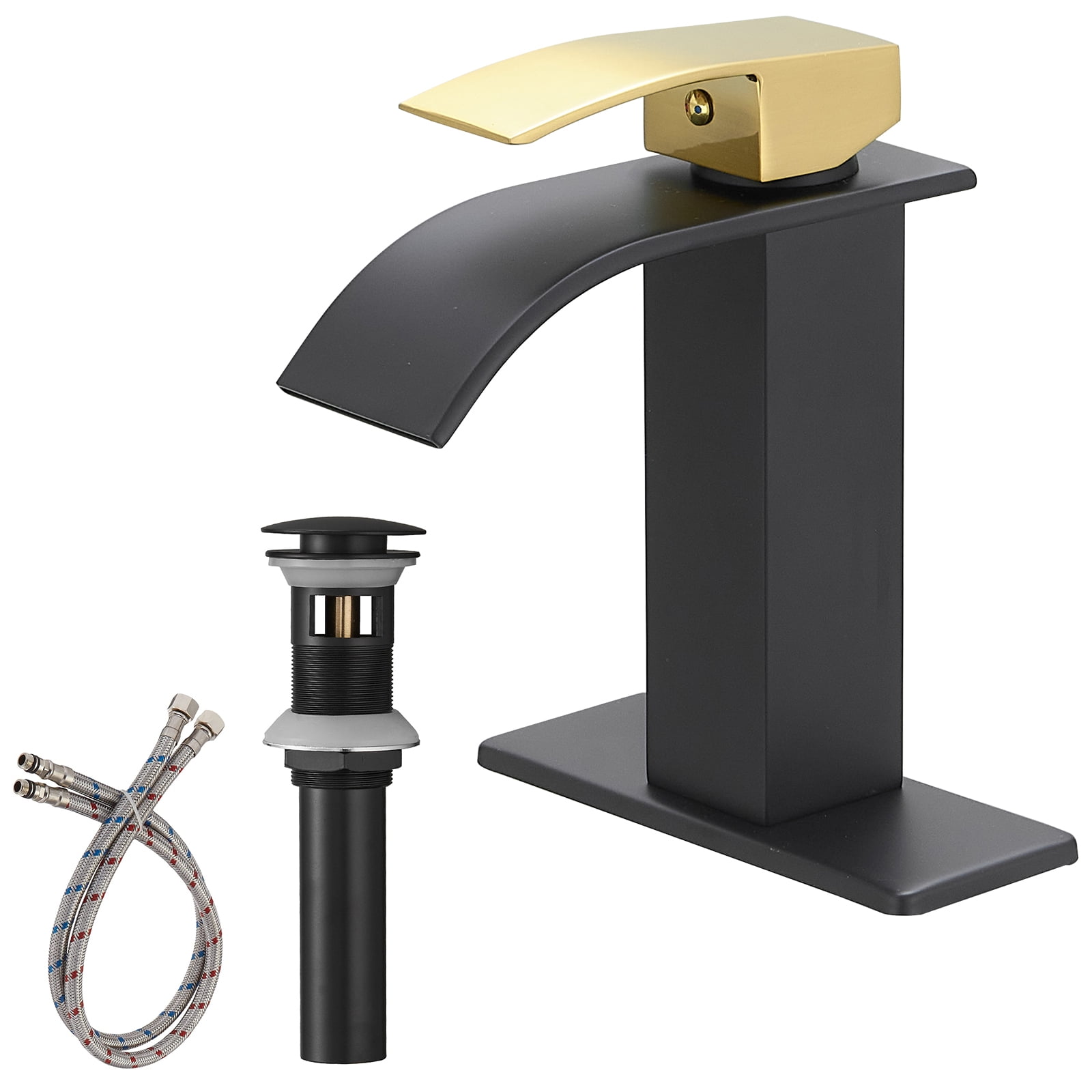 BWE Waterfall Single Handle Single Hole Low-Arc Bath Faucet Bathroom Drip-Free Vanity Sink Faucet