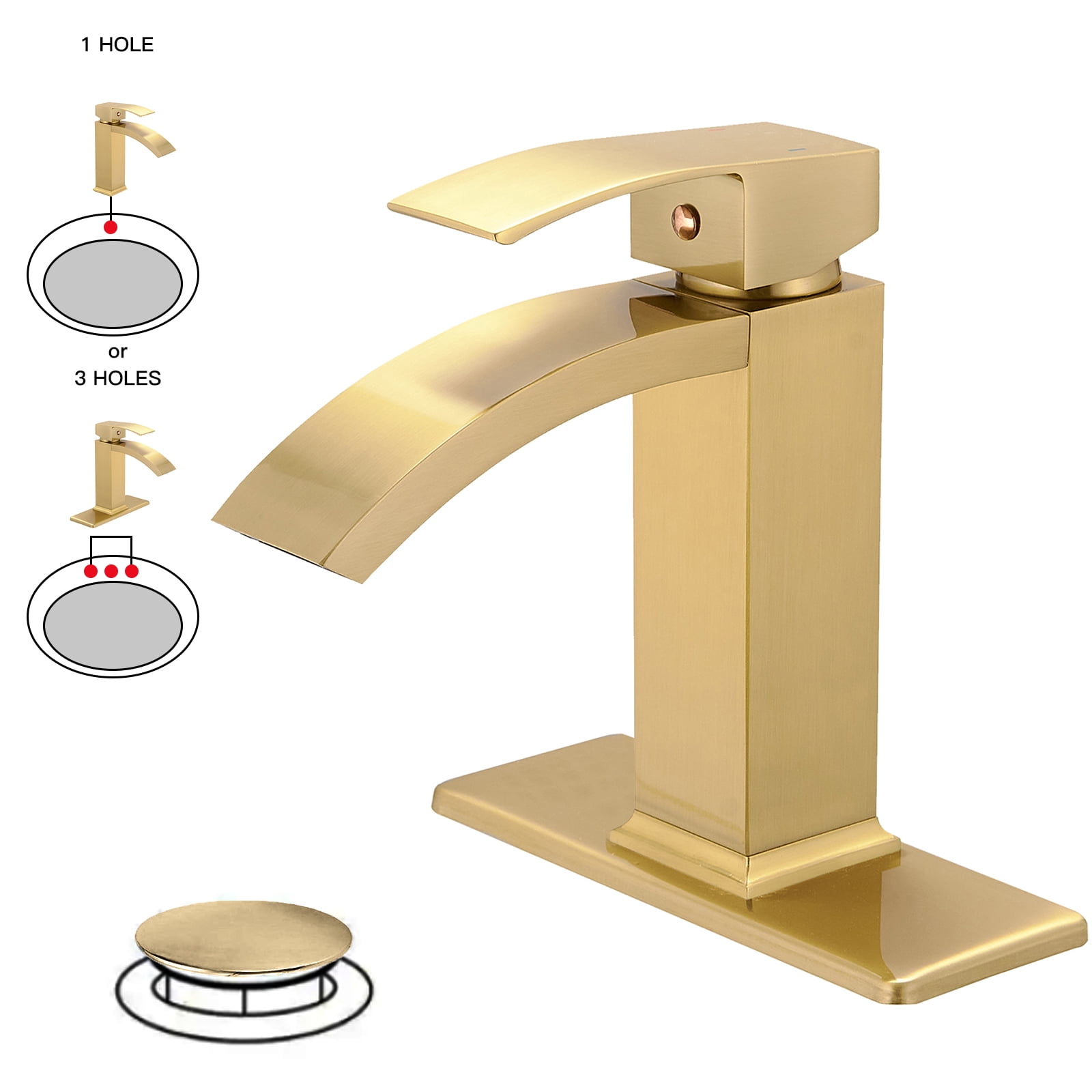 Brushed Gold Single Handle Waterfall Bathroom Faucet