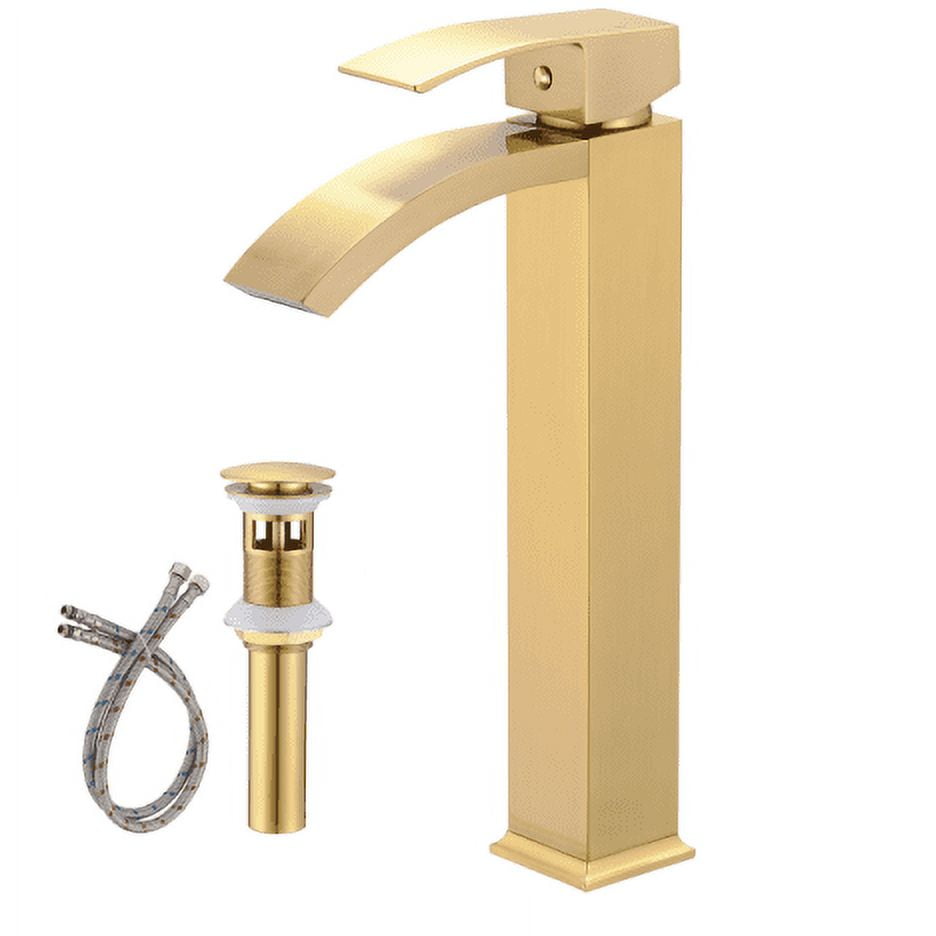 Gold and Black Waterfall Single Handle Vessel Sink Faucet