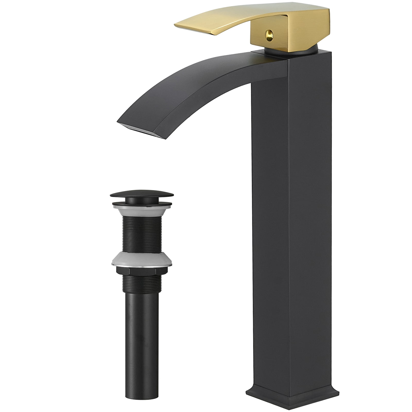 Brushed Gold Single Handle Waterfall Vessel Sink Faucet