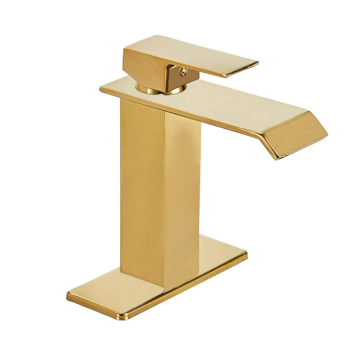 Brushed Gold Single-Handle Low-Arc Bathroom Faucet with Supply Line