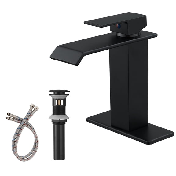 Open Box Waterfall Single Hole Single-Handle Low-Arc Bathroom Faucet with Pop-up Drain