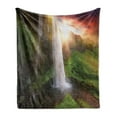 thumbnail image 1 of Waterfall Soft Flannel Fleece Blanket, Waterfalls at Fairy Sunset Sky in Iceland Scenic Spring Rural Wildlife Art Image, Cozy Plush for Indoor and Outdoor Use, 70" x 90", Multicolor, by Ambesonne, 1 of 5
