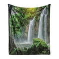 thumbnail image 1 of Waterfall Soft Flannel Fleece Throw Blanket, Cascade Stream in Exotic North National Park Paradise Nature Surreal Print, Cozy Plush for Indoor and Outdoor Use, 60" x 80", White Green, by Ambesonne, 1 of 5