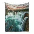 thumbnail image 1 of Waterfall Soft Flannel Fleece Throw Blanket, Majestic Iceland Waterfall Flowing down the River Northern Nature Photo, Cozy Plush for Indoor and Outdoor Use, 50" x 70", Multicolor, by Ambesonne, 1 of 6